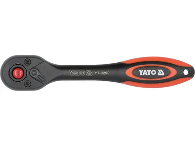 Тріщатка YATO : квадрат 1/4", 72T, L= 144 мм, ручка покрита пластиком