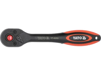 Тріщатка YATO : квадрат 1/4", 72T, L= 144 мм, вигнута ручка покрита пластиком