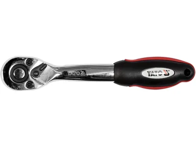 Тріщатка YATO : квадрат 1/4", L= 145 мм, 72T, вигнута ручка