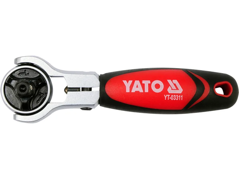 Тріщатка YATO : квадрат 1/4", L= 115 мм, 72T, обертова головка