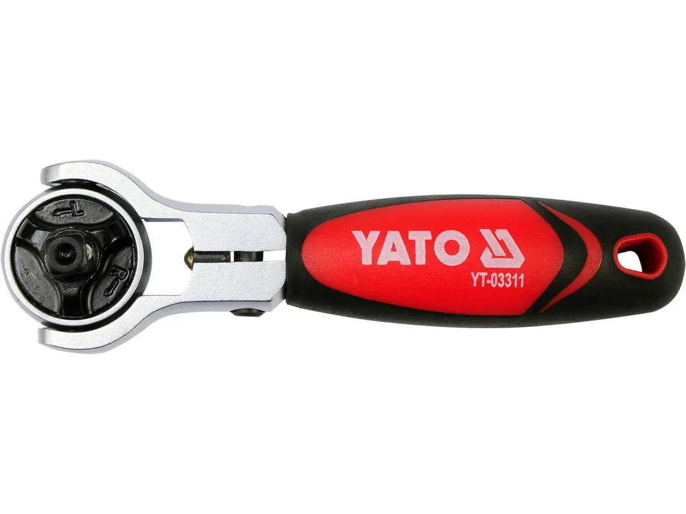 Тріщатка YATO : квадрат 1/4", L= 115 мм, 72T, обертова головка