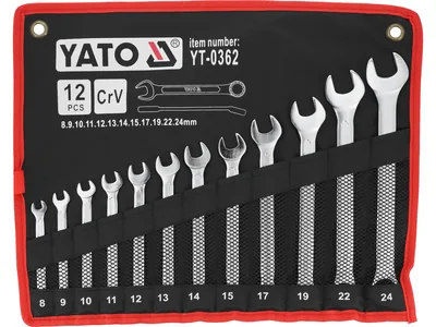Ключі ріжково накидні YATO : М= 8-24 мм, Набір 12 шт. САТИН