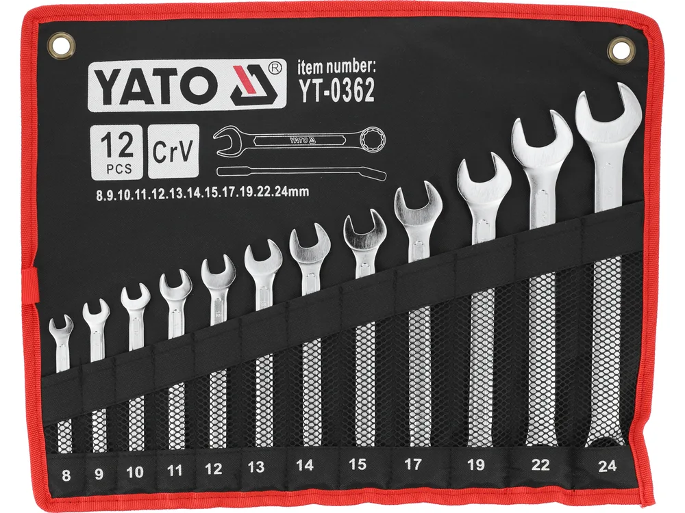 Ключі ріжково накидні YATO : М= 8-24 мм, Набір 12 шт. САТИН