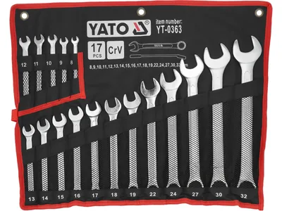 Ключі ріжково накидні YATO : М= 8-32 мм, Набір 17 шт. САТИН