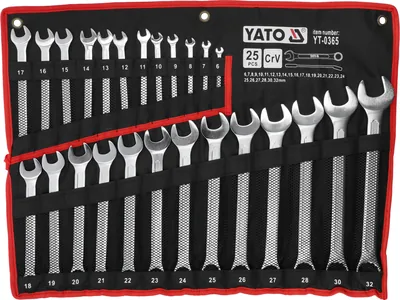 Ключі ріжково накидні YATO : М= 6-32 мм, Набір 25 шт. САТИН