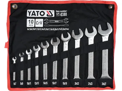 Ключі ріжкові YATO : CrV, М= 6х7-24х27 мм, Набір 10 шт.