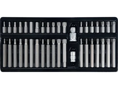 Набір насадок викруткових YATO : адаптери 1/2",3/8", HEX SPLINE TORX CrV [мет. Кейс] 40 шт.