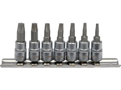 Набір естракорів гвинтів YATO торцеві з TORX спіральні квадрат 1/4", 7 шт