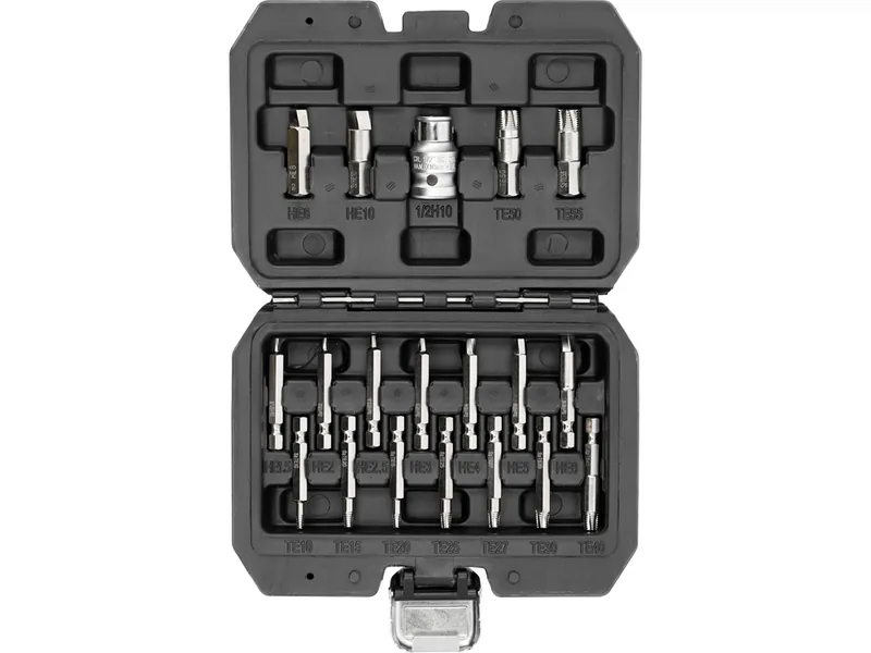 Набір біт екстракторів для викручування Hex і Torx YATO з шпинделем 1/4" і 3/8", 19 елем.