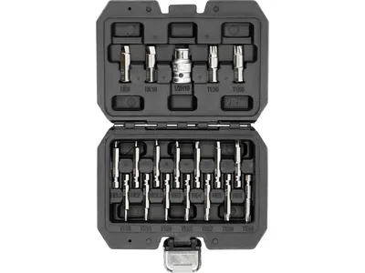 Набір біт екстракторів для викручування Hex і Torx YATO з шпинделем 1/4" і 3/8", 19 елем.
