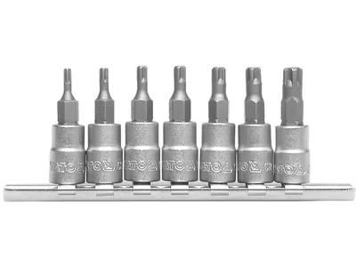 Набір головок YATO : TORX TS10-TS40, квадрат 1/4" торцеві, L= 35 мм. 7 шт.