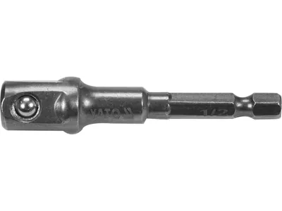 Тримач-адаптер торцевих головок YATO : HEX- 1/4" - квадрат- 1/2", L= 70 мм , Cr-V