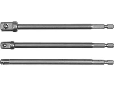 Тримачі-адаптери торцевих головок YATO: квадрат- 1/4", 3/8", 1/2", L=150мм, HEX-1/4", Cr-V, 3шт