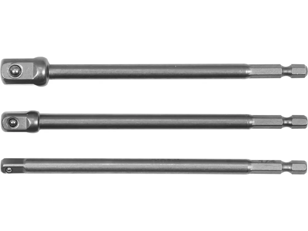 Тримачі-адаптери торцевих головок YATO: квадрат- 1/4", 3/8", 1/2", L=150мм, HEX-1/4", Cr-V, 3шт