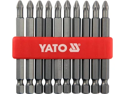 Насадки викруткові YATO : "Philips" PН2 x 75 мм. HEX 1/4". 10 шт