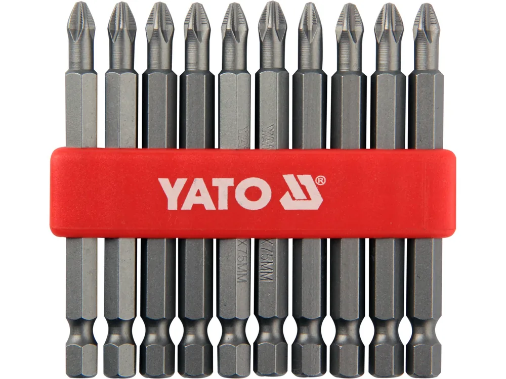 Насадки викруткові YATO : "Philips" PН2 x 75 мм. HEX 1/4". 10 шт