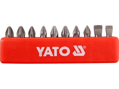 Набір насадок викруткових YATO : SL5, SL6, PH1/1, PH2/2, PZ1/1, PZ2/2, L= 25 мм. 10шт.