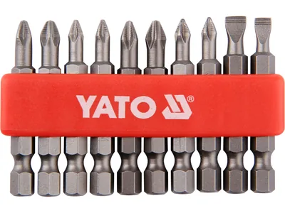 Набір насадок викруткових YATO : SL5, SL6, PH1/1, PH2/2, PZ1/1, PZ2/2, L= 50 мм. 10шт.