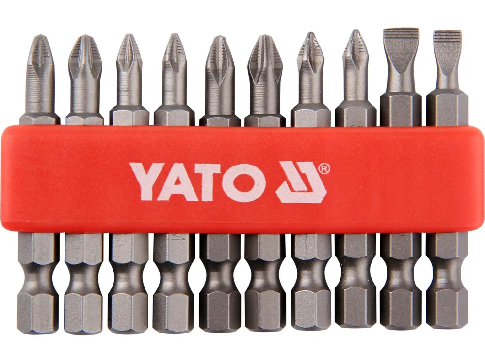 Набір насадок викруткових YATO : SL5, SL6, PH1/1, PH2/2, PZ1/1, PZ2/2, L= 50 мм. 10шт.