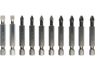 Набір насадок викруткових YATO : SL5, SL6, PH1/1, PH2/2, PZ1/1, PZ2/2, L= 50 мм. 10шт.