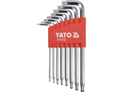 Ключі ТОRХ Г-подібні YATO : Т9-Т40, з кульовим наконечником, Cr-V, 8 шт