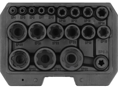 Набір головок торцевих TORX Plus  YATO ЕP4-ЕP32, квадрати: 1/4", 3/8", 1/2", 19 шт.