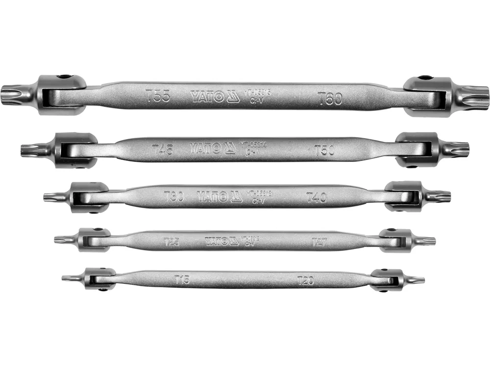 Набір ключів TORX 2-сторонніх на шарнірах YATO : Т15- Т60, Cr-V, 5 шт