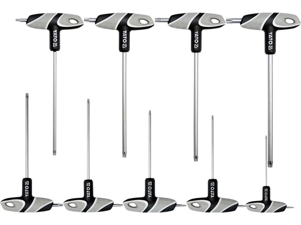 Ключі "TORX TR" з отвором YATO : тип "T", Т10-Т50, двосторонні, компл. 9 шт.