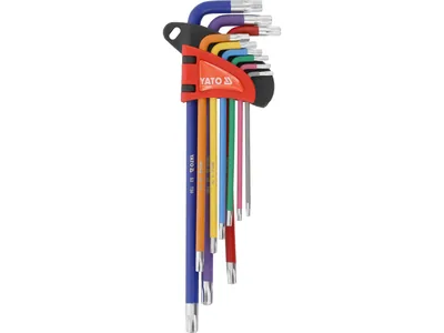 Ключі "TORX" YATO: Т10- Т50, Г-подібні, 2-сторонні, l= 97- 225 мм, 9 шт.