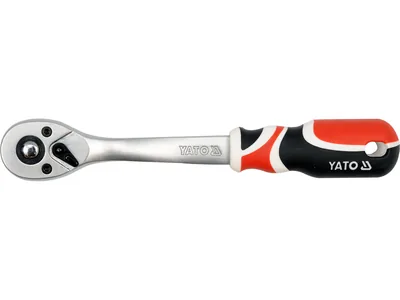 Тріщатка YATO : квадрат 3/8", L= 200 мм, 72T, вигнута ручка