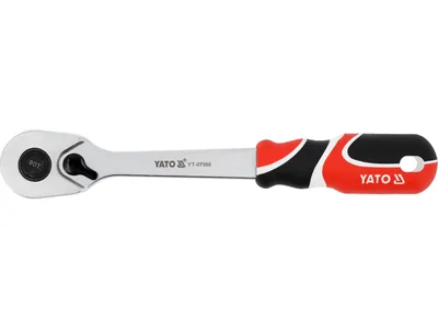 Тріщатка YATO: квадрат 1/2"(12,7 мм), L=256 мм, КМ до 1000 Nm, з прямою ручкою,90 зубів