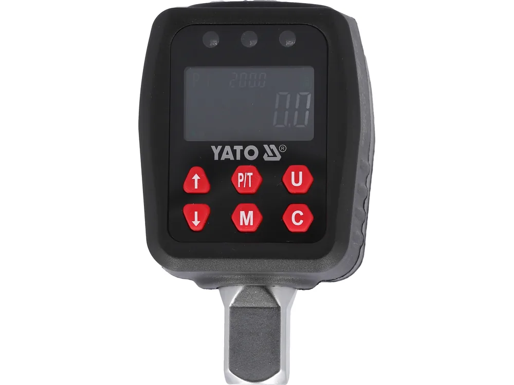 Адаптер динамометричний електронний YATO до квадрату 1/2", 10-200 Nm, 2 перехідники на 1/4" і 3/8"