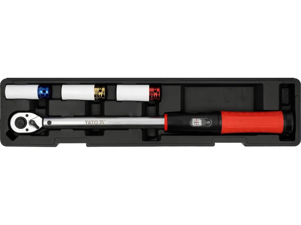 Ключ динамометричний до колісних болтів YATO 1/2", F= 40-220 Нм, l= 515 мм з головками, 4 ел