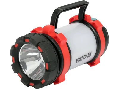 Ліхтар світлодіодний з ручкою акумул. YATO Li-Ion 3.7В, 3000mАГод, 6реж, 380/200Lm, зарядний USB