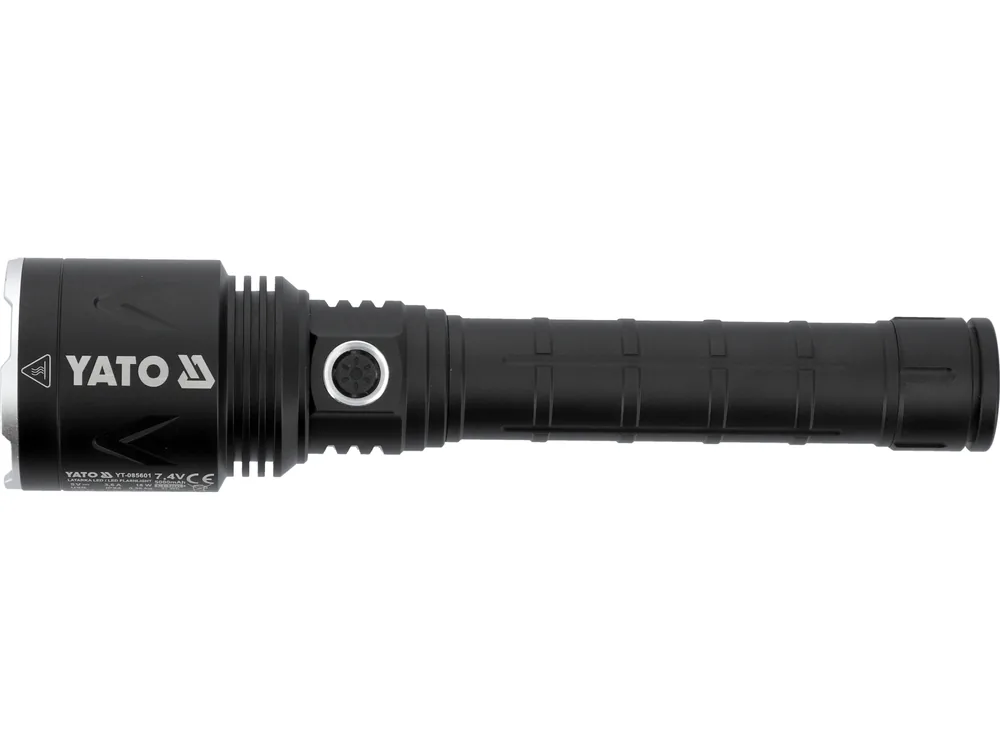 Ліхтар ручни LED-діодний акумул. YATO Li-Ion 7.4 В, 5 АГод, режими 8000/4500/1150 Lm, зарядж від USB