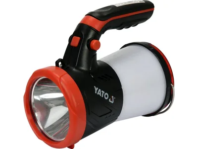 Ліхтар LED-діодний акумулятор YATO Li-Ion 3.7В, 1Вт, 600-1200Лм з ручкою(DW)