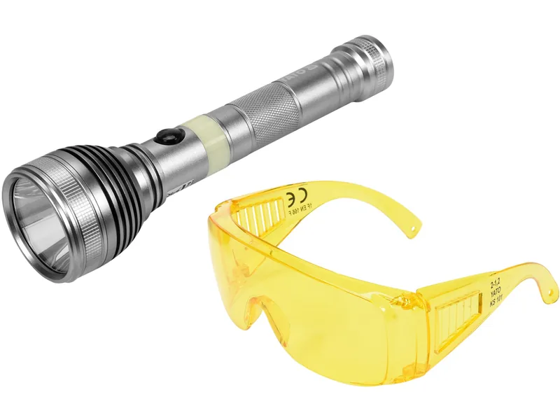 Ліхтар ультрафіолетовий з окулярами, для виявлення протікання рідини, перевірки банкнот YATO : 3 Вт