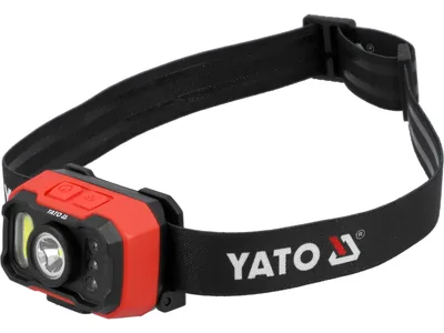 Ліхтар на чоло діодний з дат YATO; 8Вт, живл. Li-Po акумул 3,7 В, 1,2 АГод, режими: 1000/ 500/ 100Lm