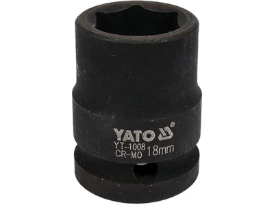 Головка торцева ударна 6-гранна YATO : квадрат 1/2", М= 18 мм, L= 39 мм