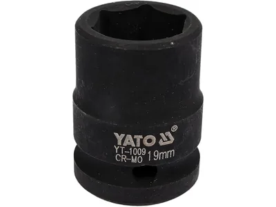 Головка торцева ударна 6-гранна YATO : квадрат 1/2", М= 19 мм, L= 39 мм