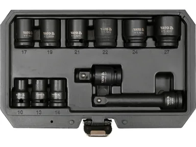 Набір головок ударних торцевих YATO з квадратом 1/2", M10-M27 мм з подовжувачем, 11 Од.