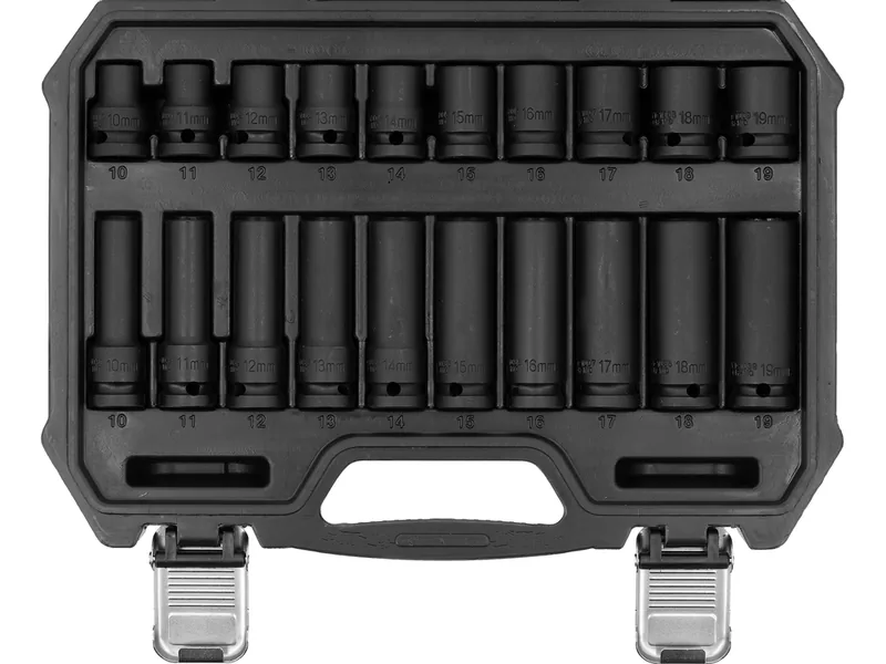 Набір головок ударних торцевих YATO з квадратом 1/2", M10- M19 мм короткі і довгі, 20 Од.
