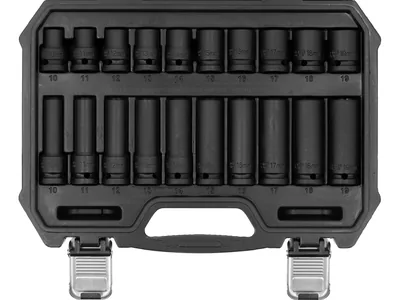 Набір головок ударних торцевих YATO з квадратом 1/2", M10- M19 мм короткі і довгі, 20 Од.