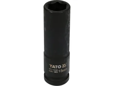 Головка торцева ударна 6-гранна YATO : подовжена, квадрат 1/2", М= 15 мм, L= 78 мм