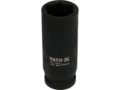 Головка торцева ударна 6-гранна YATO : подовжена, квадрат 1/2", М= 22 мм, L= 78 мм