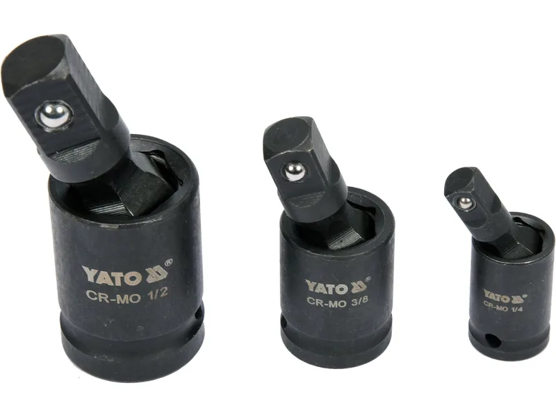 Подовжувачі карданні ударні YATO : квадрати- 1/2", 3/8", 1/4", 3 шт