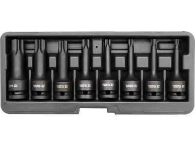 Набір насадок викруткових ударних YATO : TORX T30-T80. квадрат 1/2". 8 Од.