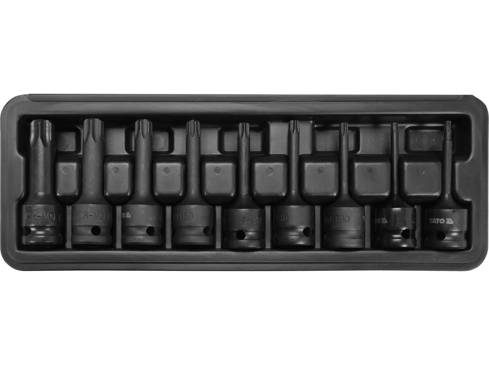 Набір насадок викруткових ударних YATO : TORX T20-T70. квадрат- 1/2". Cr-Mo. 9 Од