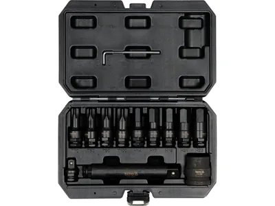 Набір насадок викруткових ударних YATO : TORX/HEX до квадратів 1/2", 3/4", 12 елем..