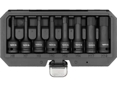 Набір насадок викруткових ударних YATO : HEX M6-M19. 6-гр. квадрат 1/2". 8 Од.